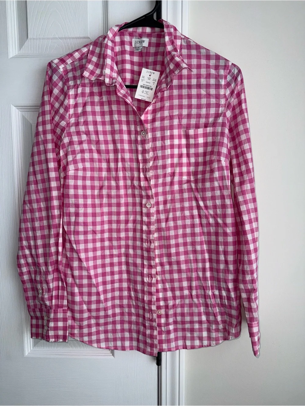 NWT J. Crew Pink Gingham Button Down Shirt